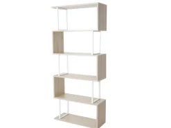 MCW Bücherregal A27 5 Ebenen Eiche-Optik Metall Weiß