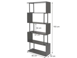 MCW Bücherregal A27 5 Ebenen Eiche-Optik Metall Weiß