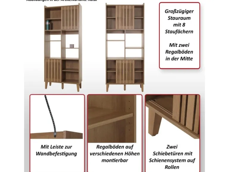 MCW Bücherregal M48 Natur