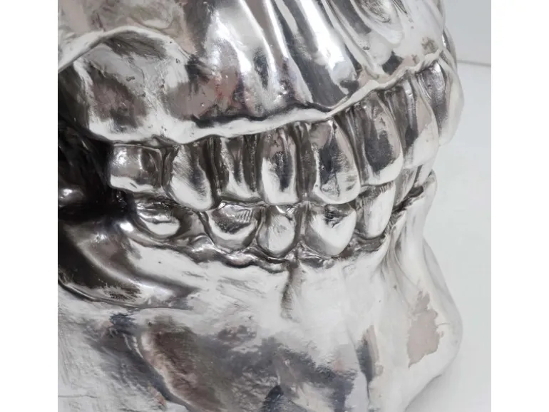 MCW Beistelltisch Totenkopf A19 Polyresin Glastisch Wohnzimmertisch Silber 52x55x55cm