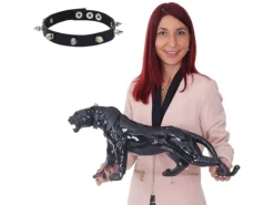 MCW Deko Figur Panther mit Halsband Schwarz Hochglanz mit Halsband
