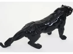 MCW Deko Figur Panther mit Halsband Schwarz Hochglanz mit Halsband