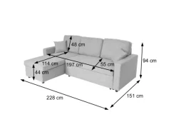 MCW Ecksofa mit Bettkasten L17 Beige