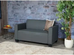 MCW 2er Sofa Moncalieri Kunstleder Dunkelgrau