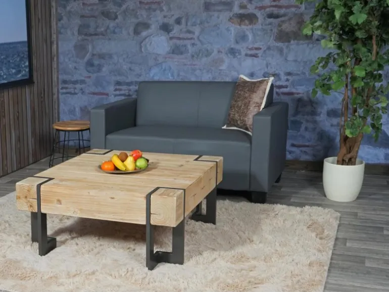 MCW 2er Sofa Moncalieri Kunstleder Dunkelgrau