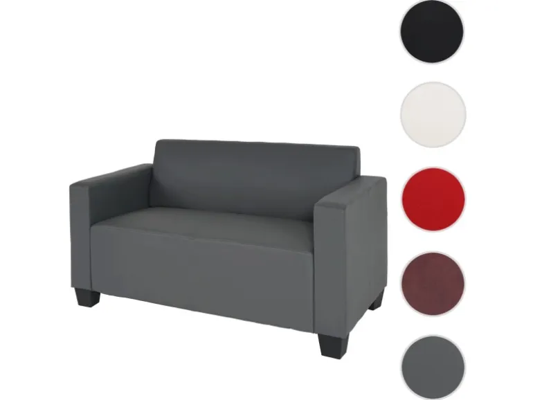 MCW 2er Sofa Moncalieri Kunstleder Dunkelgrau