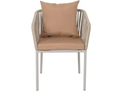MCW 2er-Set Gartenstuhl N41 Hellgrau Kissen Taupe