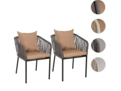 MCW 2er-Set Gartenstuhl N41 Hellgrau Kissen Taupe