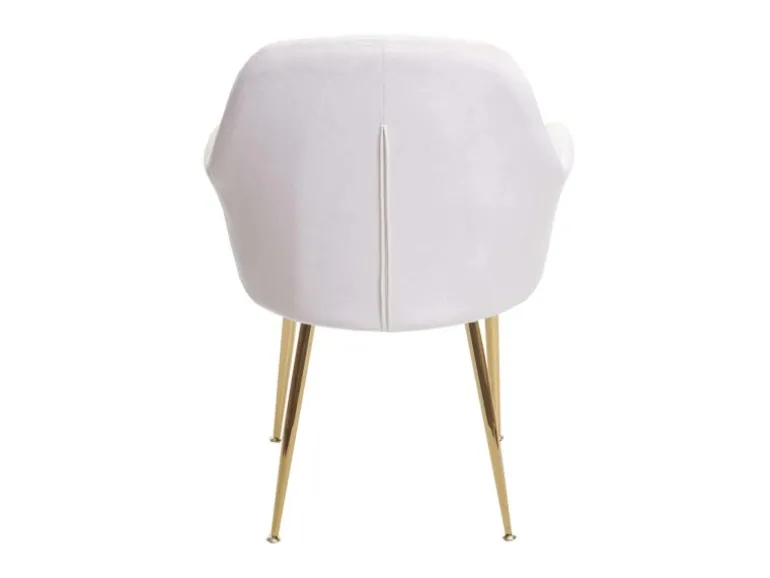 MCW Esszimmerstuhl F18 6er-Set Samt Creme-Weiß Goldene Beine