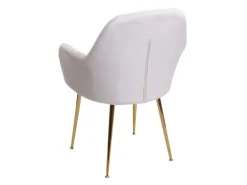 MCW Esszimmerstuhl F18 6er-Set Samt Creme-Weiß Goldene Beine