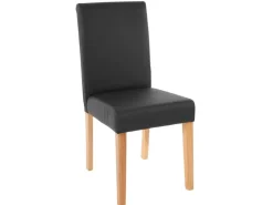 MCW Esszimmerstuhl Littau 4er-Set Kunstleder Schwarz Matt Helle Beine