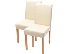 MCW Esszimmerstuhl Littau 2er-Set Leder Creme Helle Beine