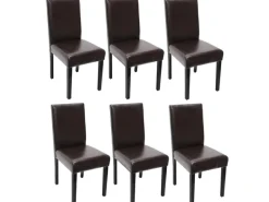 MCW Esszimmerstuhl Littau Kunstleder 6er-Set Kunstleder Braun Dunkle Beine