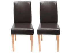MCW Esszimmerstuhl Littau 2er-Set Leder Braun Helle Beine