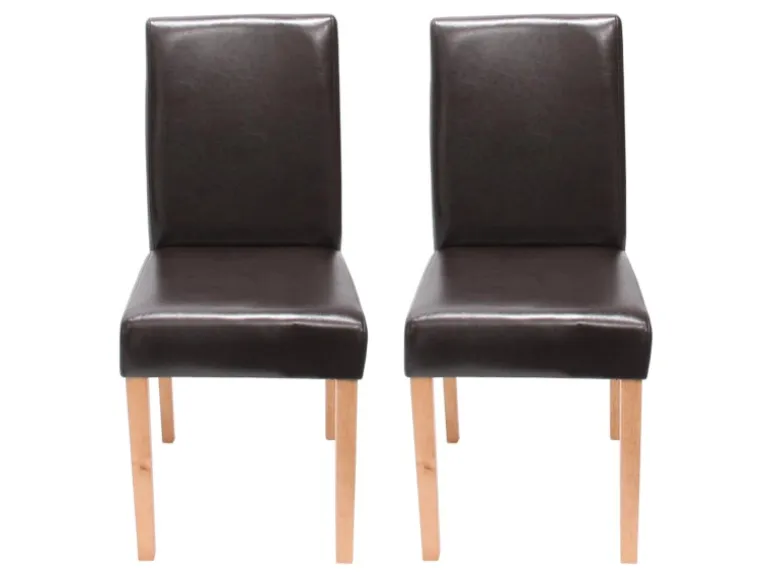 MCW Esszimmerstuhl Littau 2er-Set Leder Braun Helle Beine