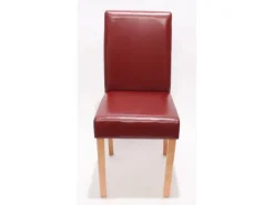MCW Esszimmerstuhl Littau 6er-Set Leder Rot Helle Beine