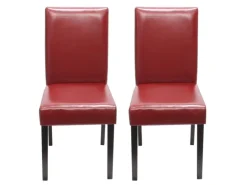 MCW Esszimmerstuhl Littau 2er-Set Leder Rot Dunkle Beine
