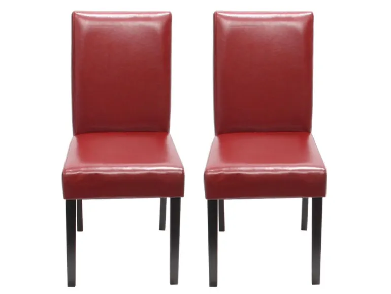 MCW Esszimmerstuhl Littau 2er-Set Leder Rot Dunkle Beine