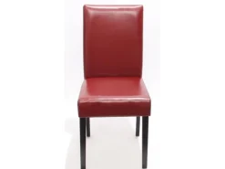 MCW Esszimmerstuhl Littau 2er-Set Leder Rot Dunkle Beine