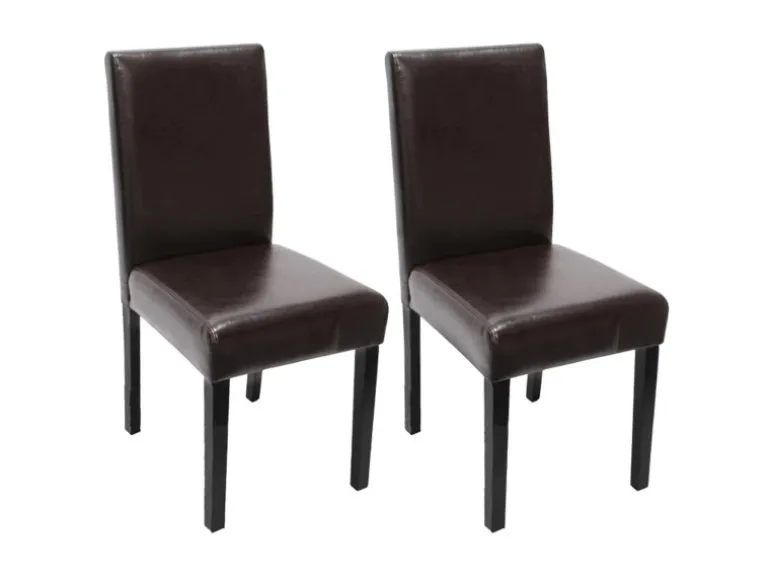 MCW Esszimmerstuhl Littau 2er-Set Leder Braun Dunkle Beine