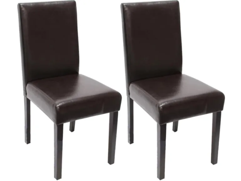 MCW Esszimmerstuhl Littau 2er-Set Leder Braun Dunkle Beine