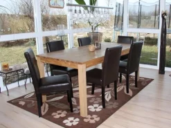 MCW Esszimmerstuhl Littau 2er-Set Leder Braun Dunkle Beine