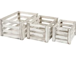 MCW Holzkiste C56 3er-Set Weiß Shabby