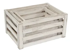 MCW Holzkiste C56 3er-Set Weiß Shabby
