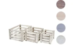 MCW Holzkiste C56 3er-Set Weiß Shabby