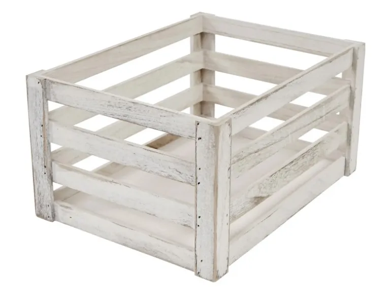 MCW Holzkiste C56 3er-Set Weiß Shabby