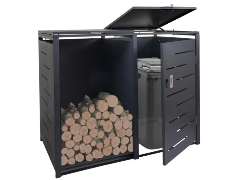 MCW Mülltonnenverkleidung E83-B Anthrazit Stahl 117x132x82cm