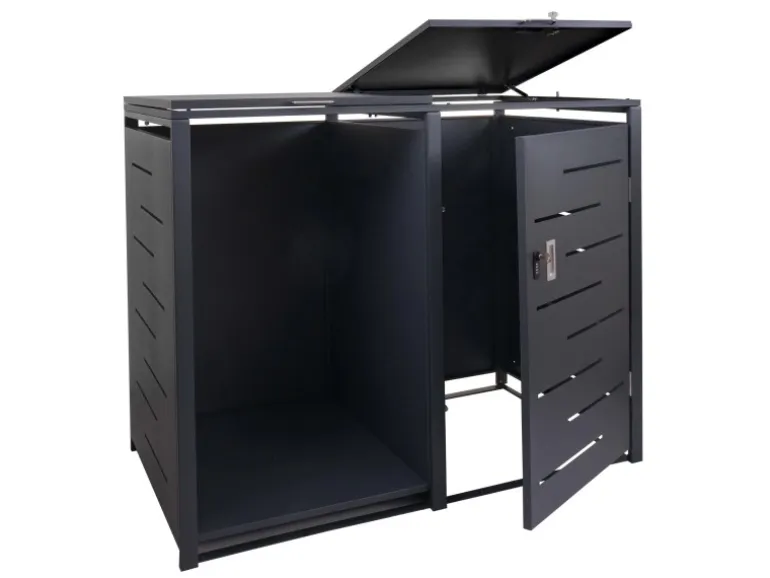 MCW Mülltonnenverkleidung E83-B Anthrazit Stahl 117x132x82cm