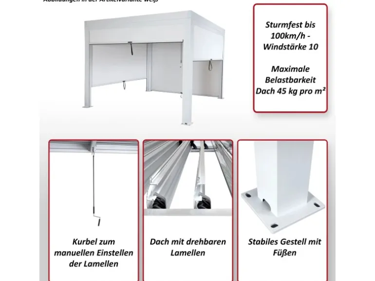 MCW Pergola L46 mit Seitenwand Anthrazit 3x3m