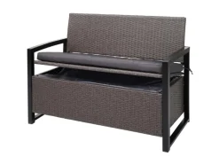 MCW Poly-Rattan 2er Sitzbank F39 Grau-meliert Kissen Grau