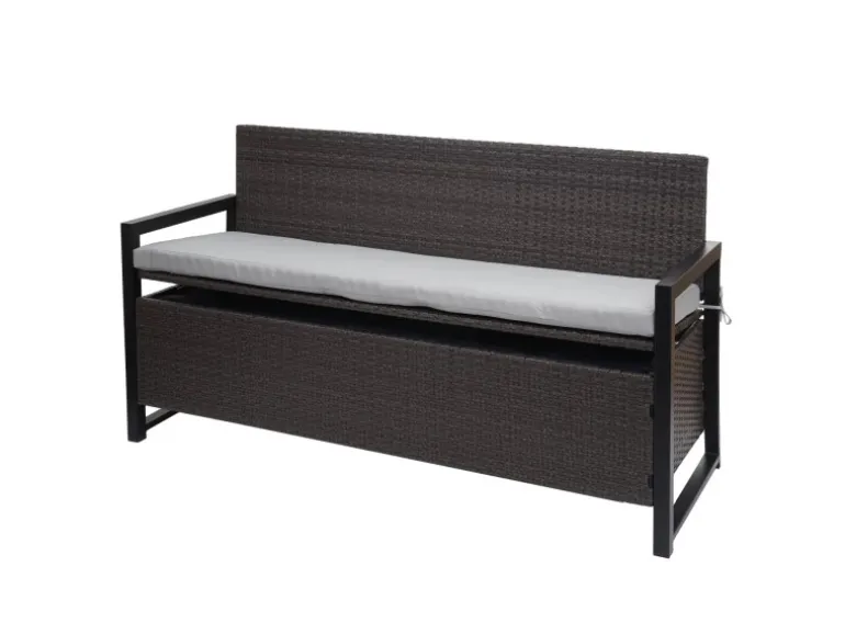 MCW Poly-Rattan 3er Sitzbank F39 Grau Kissen Grau