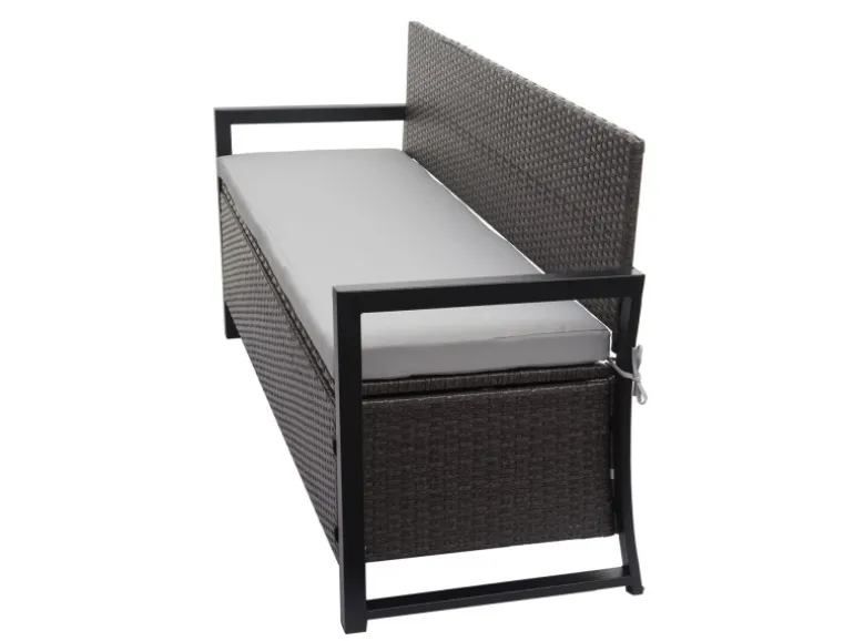 MCW Poly-Rattan 3er Sitzbank F39 Grau Kissen Grau