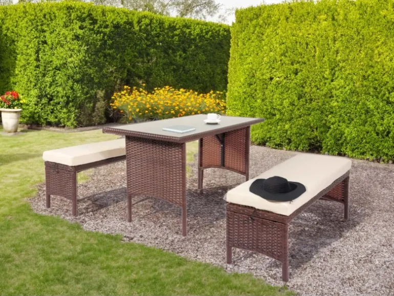 MCW Poly-Rattan Esstisch G16 Grau
