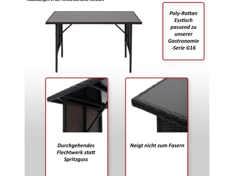 MCW Poly-Rattan Esstisch G16 Grau