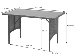 MCW Poly-Rattan Esstisch G16 Grau