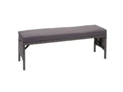 MCW Poly-Rattan Sitzbank G16 Grau Kissen Dunkelgrau