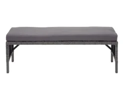 MCW Poly-Rattan Sitzbank G16 Grau Kissen Dunkelgrau