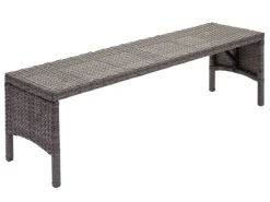 MCW Poly-Rattan Sitzbank G16 Grau Kissen Dunkelgrau