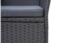 MCW Poly-Rattan Sitzbank mit Tisch E24 Schwarz Kissen Dunkelgrau