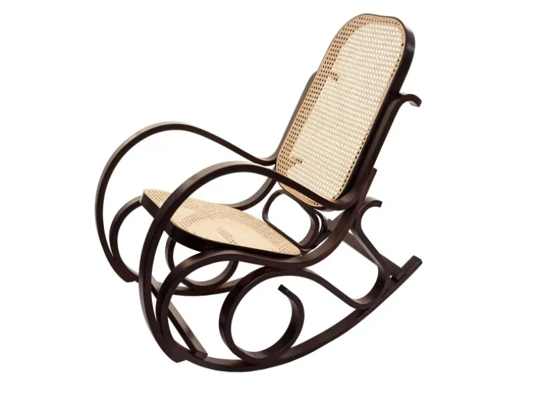 MCW Schaukelstuhl Gallarate Rattan Walnuss-Optik