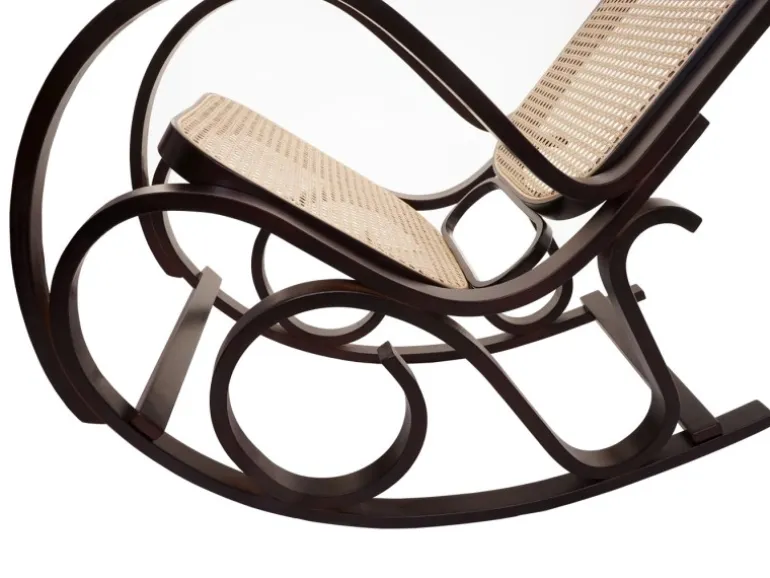 MCW Schaukelstuhl Gallarate Rattan Walnuss-Optik