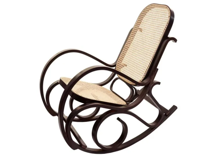 MCW Schaukelstuhl Gallarate Rattan Walnuss-Optik