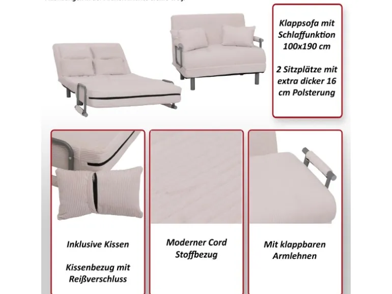 MCW Schlafsessel K29 Stoff Cord 330g/m² Dunkelgrau