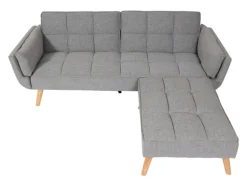 MCW Schlafsofa K18 Stoff/Textil Hellgrau