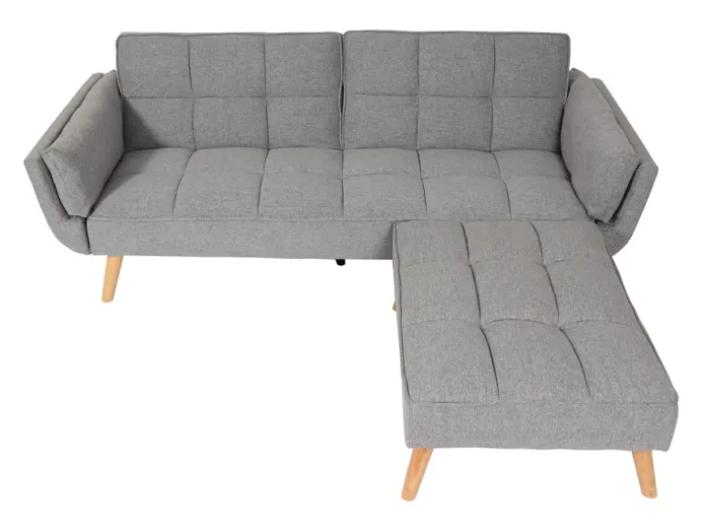 MCW Schlafsofa K18 Stoff/Textil Hellgrau