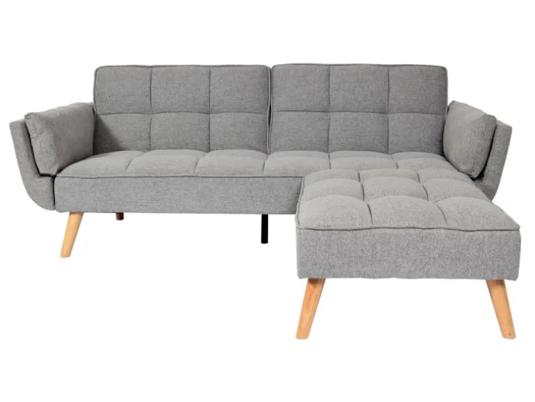MCW Schlafsofa K18 Stoff/Textil Hellgrau